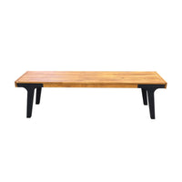 Sheldon Outdoor Bench Set of 2, Slat Panel, 63 Inch Brown Wood, Black -BM323574