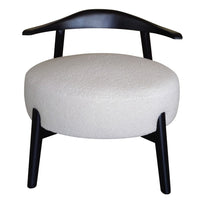 Noel Accent Chair, White Fabric, Round Foam Cushion, Black Wood Frame -BM323575