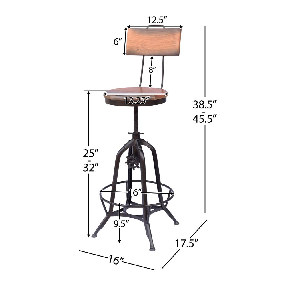 Nicole Swivel Chair, Counter to Bar Height Adjustable, Brown and Black -BM323576