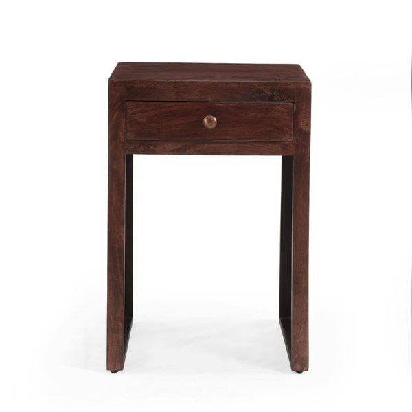 Valinca End Table, Rectangular 18 Inch, 1 Drawer, Dark Brown Wood -BM323579
