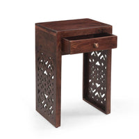 Valinca End Table, Rectangular 18 Inch, 1 Drawer, Dark Brown Wood -BM323579