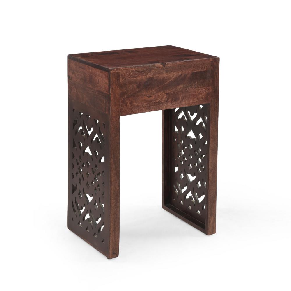 Valinca End Table, Rectangular 18 Inch, 1 Drawer, Dark Brown Wood -BM323579