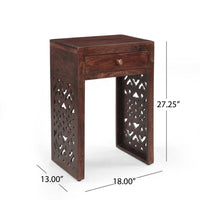 Valinca End Table, Rectangular 18 Inch, 1 Drawer, Dark Brown Wood -BM323579