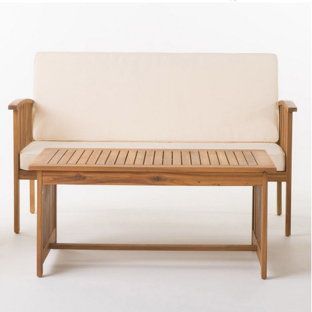 Sayan 4pc Outdoor Coffee Table Set, Loveseat, 2 Chairs, Beige, Brown -BM323582