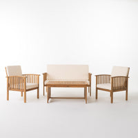 Sayan 4pc Outdoor Coffee Table Set, Loveseat, 2 Chairs, Beige, Brown -BM323582