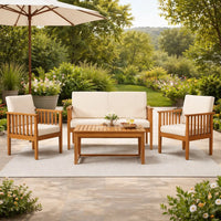 Sayan 4pc Outdoor Coffee Table Set, Loveseat, 2 Chairs, Beige, Brown -BM323582