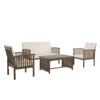 Sayan 4pc Outdoor Coffee Table Set, Loveseat, 2 Chairs, Beige and Gray -BM323583
