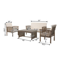 Sayan 4pc Outdoor Coffee Table Set, Loveseat, 2 Chairs, Beige and Gray -BM323583