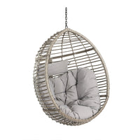 Jaya Outdoor Hanging Chair, Basket Shape, Gray Rattan, Steel, 47 Inch -BM323585