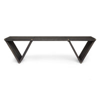 Riah Outdoor Bench, Angled Legs, Slatted 63 Inch Dark Gray Acacia Wood -BM323586