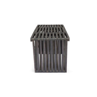 Riah Outdoor Bench, Angled Legs, Slatted 63 Inch Dark Gray Acacia Wood -BM323586