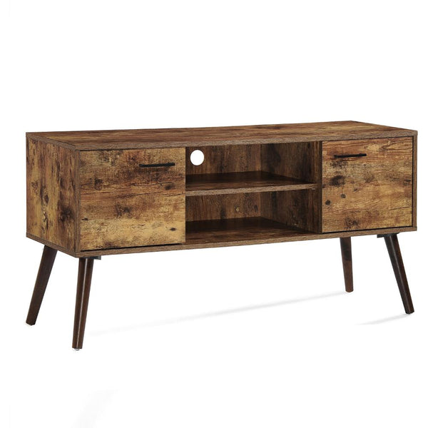 Phoebe TV Entertainment Console, 48 Inch 2 Cabinets 2 Shelves, Brown