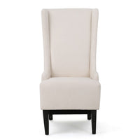 Becca Dining Chair, Beige Fabric, High Wingback, Tapered Black Legs -BM323589