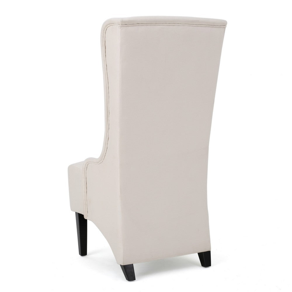 Becca Dining Chair, Beige Fabric, High Wingback, Tapered Black Legs -BM323589