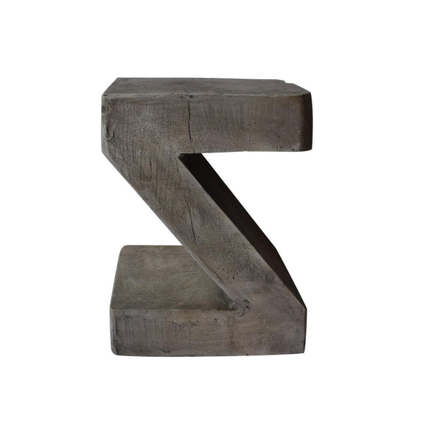 Kiara Side Table, Z Shape, Square 13 Inch, Light Gray Concrete Frame -BM323590