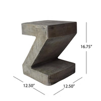 Kiara Side Table, Z Shape, Square 13 Inch, Light Gray Concrete Frame -BM323590