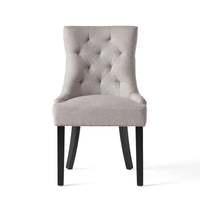 Chen Dining Chair Set of 2, Light Gray Fabric, Tufted Back, Wood Frame -BM323591