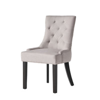 Chen Dining Chair Set of 2, Light Gray Fabric, Tufted Back, Wood Frame -BM323591