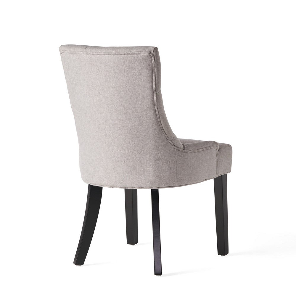 Chen Dining Chair Set of 2, Light Gray Fabric, Tufted Back, Wood Frame -BM323591
