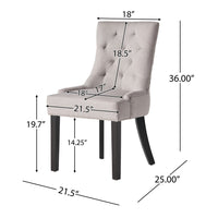 Chen Dining Chair Set of 2, Light Gray Fabric, Tufted Back, Wood Frame -BM323591