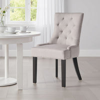 Chen Dining Chair Set of 2, Light Gray Fabric, Tufted Back, Wood Frame -BM323591