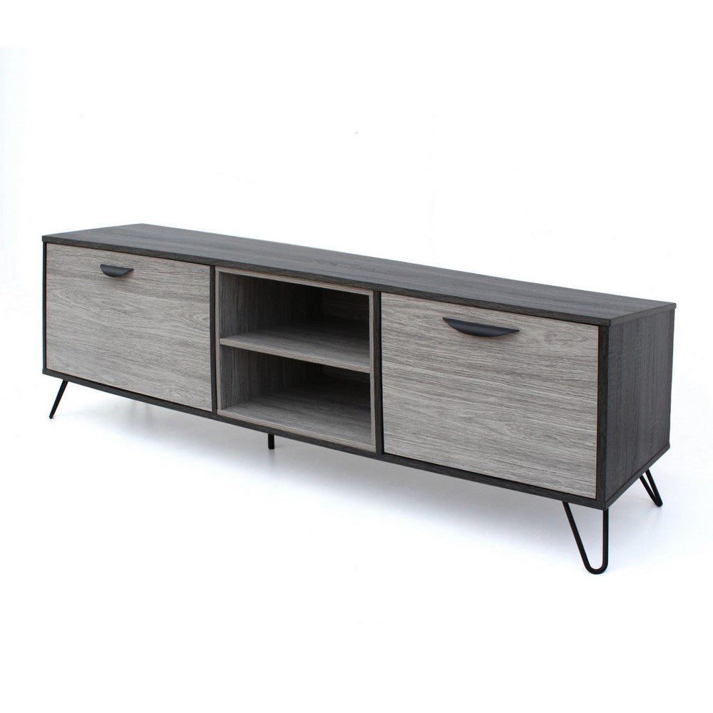 Alfie TV Media Entertainment Console Cabinet, 2 Shelves, Gray 71 Inch -BM323592