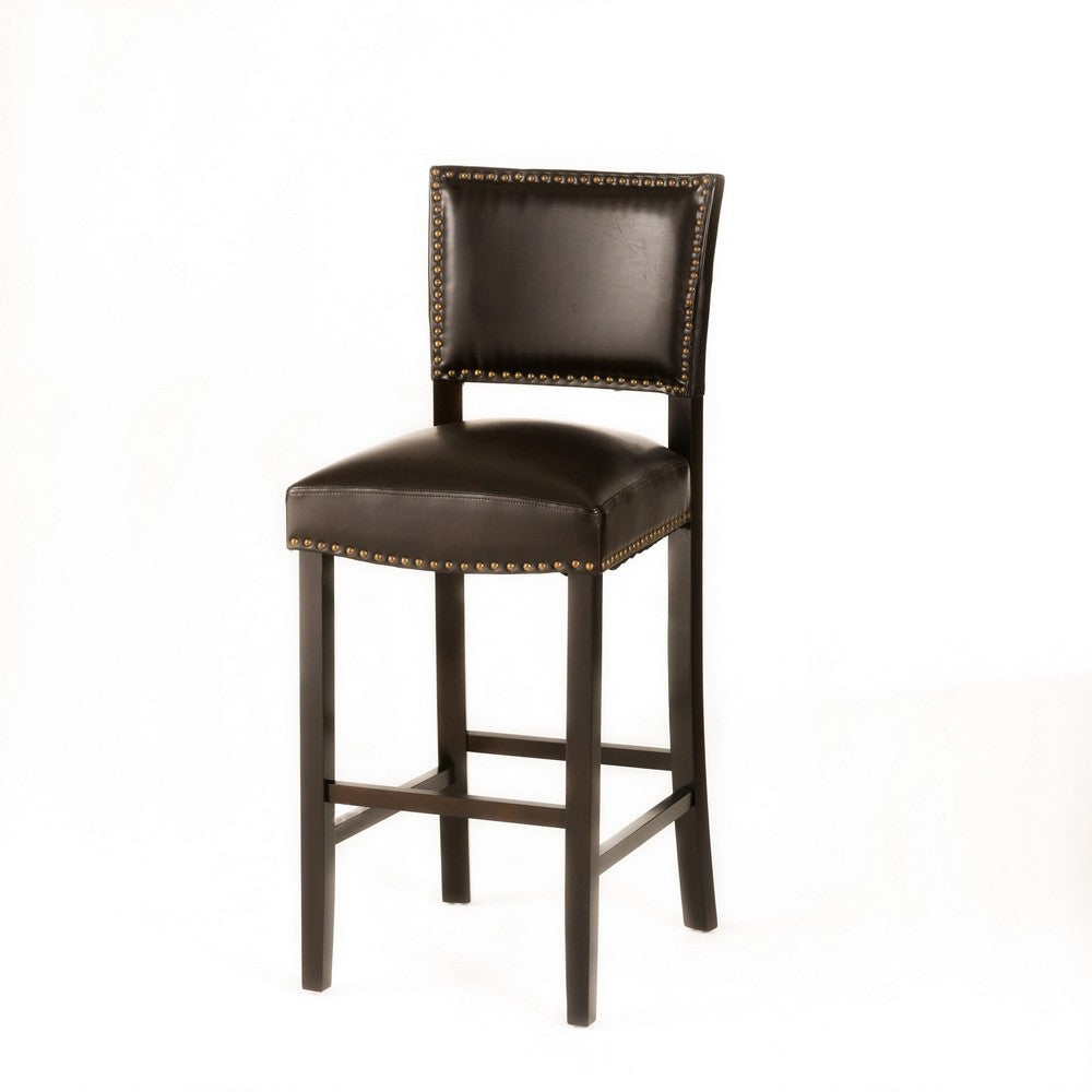 Alpha Barstool Chair Set of 2, Classic Brown Velvet, Rubberwood Frame -BM323593