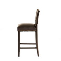 Alpha Barstool Chair Set of 2, Classic Brown Velvet, Rubberwood Frame -BM323593