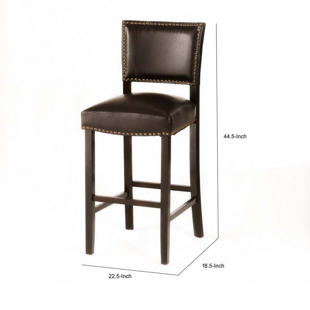 Alpha Barstool Chair Set of 2, Classic Brown Velvet, Rubberwood Frame -BM323593