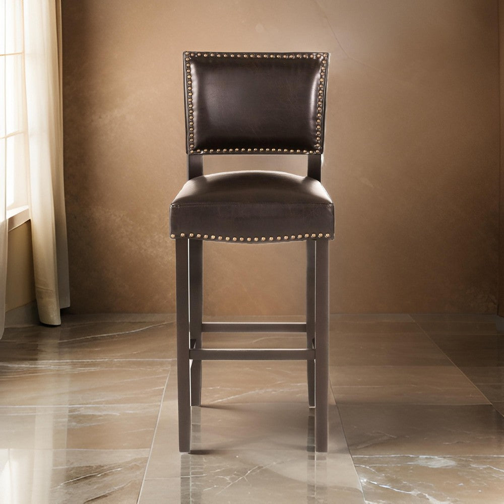 Alpha Barstool Chair Set of 2, Classic Brown Velvet, Rubberwood Frame -BM323593