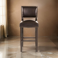 Alpha Barstool Chair Set of 2, Classic Brown Velvet, Rubberwood Frame -BM323593