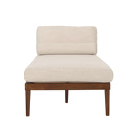 Casy Chaise Lounger, Beige Fabric, Foam Cushions, 69 Inch Brown Wood -BM323595