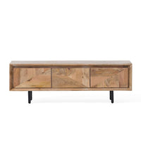 Ginni TV Media Entertainment Console, Brown Wood, Black Metal, 52 Inch -BM323597