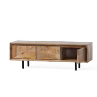 Ginni TV Media Entertainment Console, Brown Wood, Black Metal, 52 Inch -BM323597