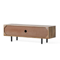 Ginni TV Media Entertainment Console, Brown Wood, Black Metal, 52 Inch -BM323597