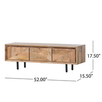 Ginni TV Media Entertainment Console, Brown Wood, Black Metal, 52 Inch -BM323597