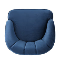 Shale Accent Chair, Navy Blue Velvet, Curved Backrest, Brown Wood Legs -BM323598