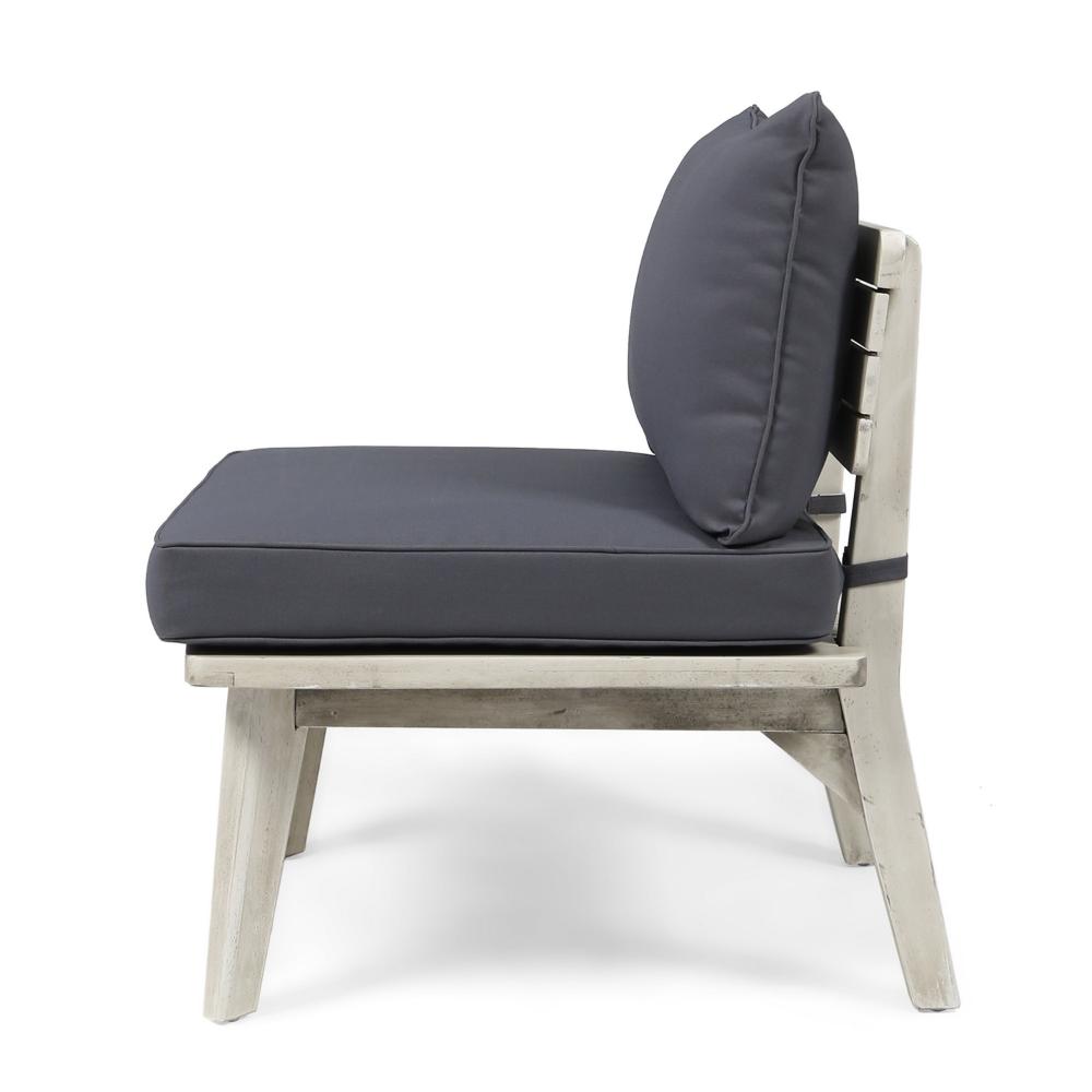 Almo Outdoor Loveseat Bench, Gray Fabric, 49 Inch White Acacia Wood -BM323600