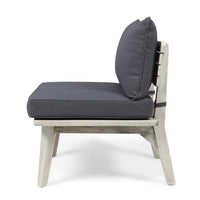 Almo Outdoor Loveseat Bench, Gray Fabric, 49 Inch White Acacia Wood -BM323600