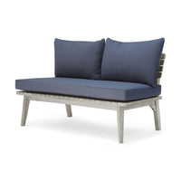 Almo Outdoor Loveseat Bench, Gray Fabric, 49 Inch White Acacia Wood -BM323600