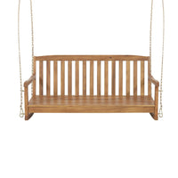 Coleen Outdoor Porch Swing Bench, Brown Acacia Wood, Slatted, 48 Inch -BM323609