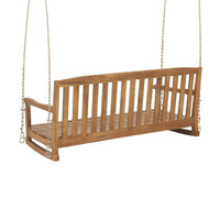 Coleen Outdoor Porch Swing Bench, Brown Acacia Wood, Slatted, 48 Inch -BM323609