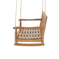 Coleen Outdoor Porch Swing Bench, Brown Acacia Wood, Slatted, 48 Inch -BM323609