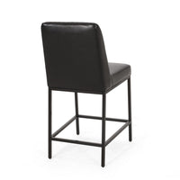 Costa Counter Stool Chair Set of 2, Tufted Diamond Stitch Black Velvet -BM323611