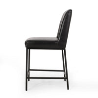 Costa Counter Stool Chair Set of 2, Tufted Diamond Stitch Black Velvet -BM323611
