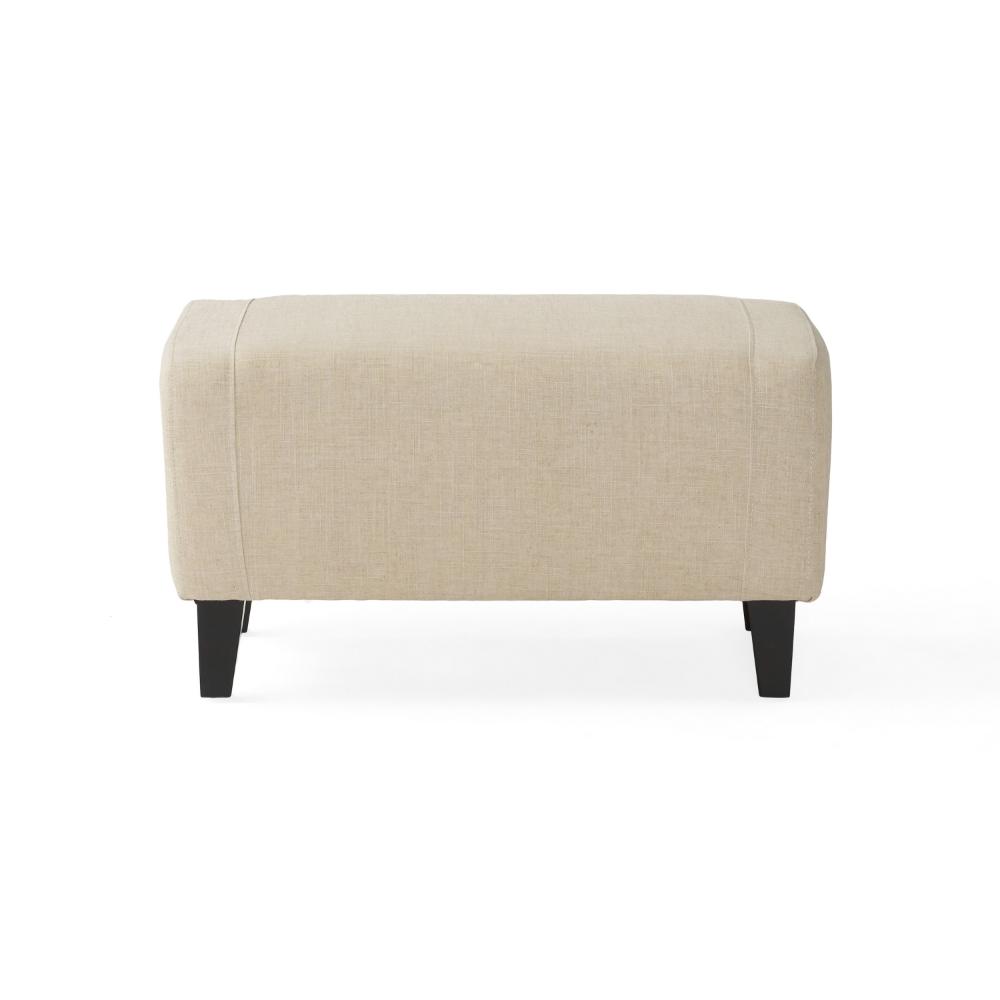 Jenny 2pc Accent Chair and Ottoman Set, Tufted Beige Fabric Brown Wood -BM323612