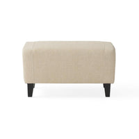 Jenny 2pc Accent Chair and Ottoman Set, Tufted Beige Fabric Brown Wood -BM323612