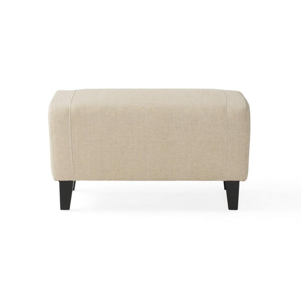 Jenny 2pc Accent Chair and Ottoman Set, Tufted Beige Fabric Brown Wood -BM323612