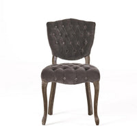 Jette Dining Chair Set of 2, Charcoal Gray Tufted Velvet, Brown Wood -BM323615