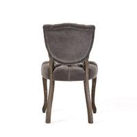 Jette Dining Chair Set of 2, Charcoal Gray Tufted Velvet, Brown Wood -BM323615